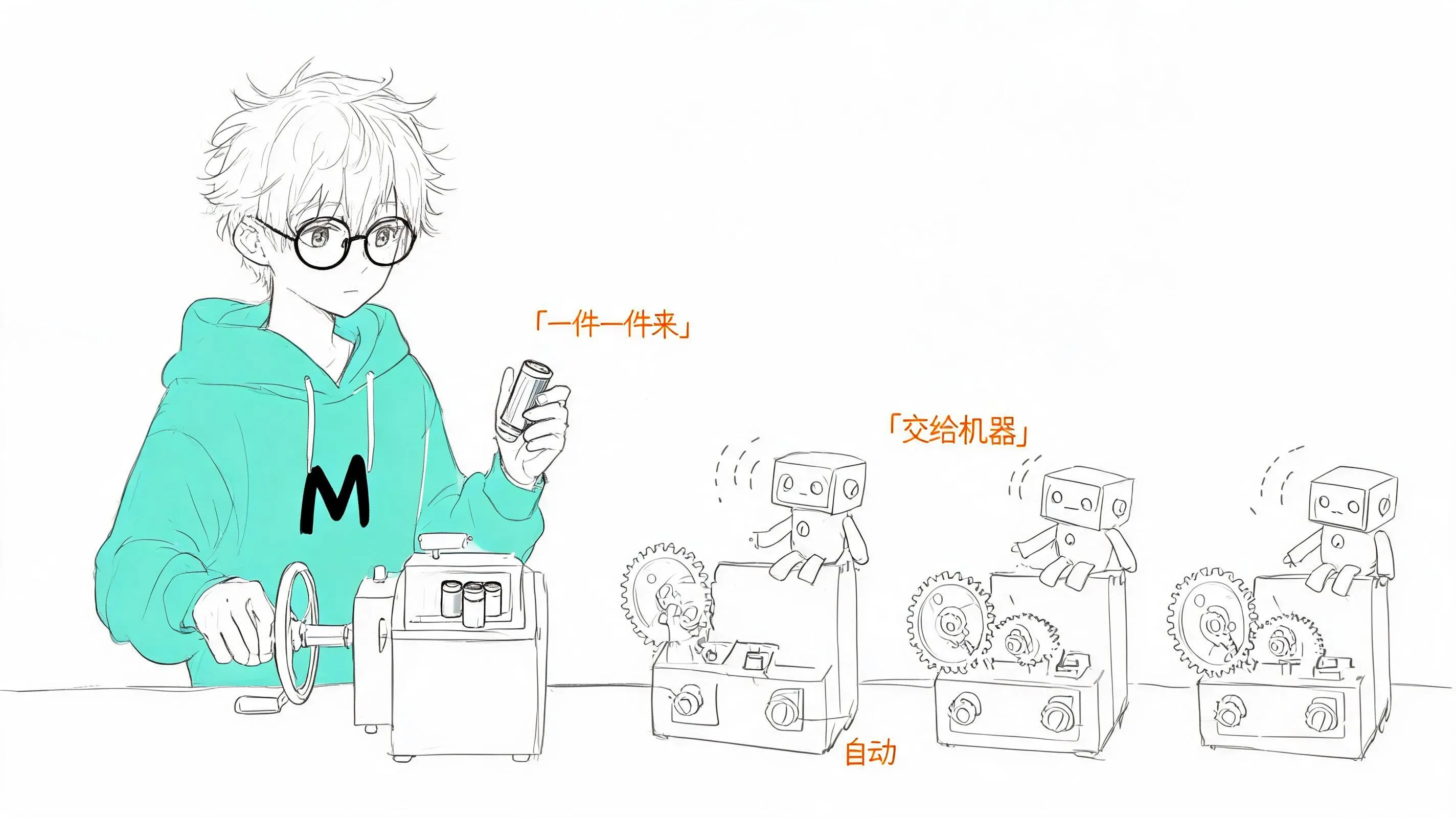 把最后一台机器从手摇换成自动：自动化要一件一件做